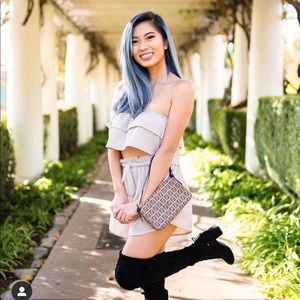 Revolve Superdown shorts and top set.